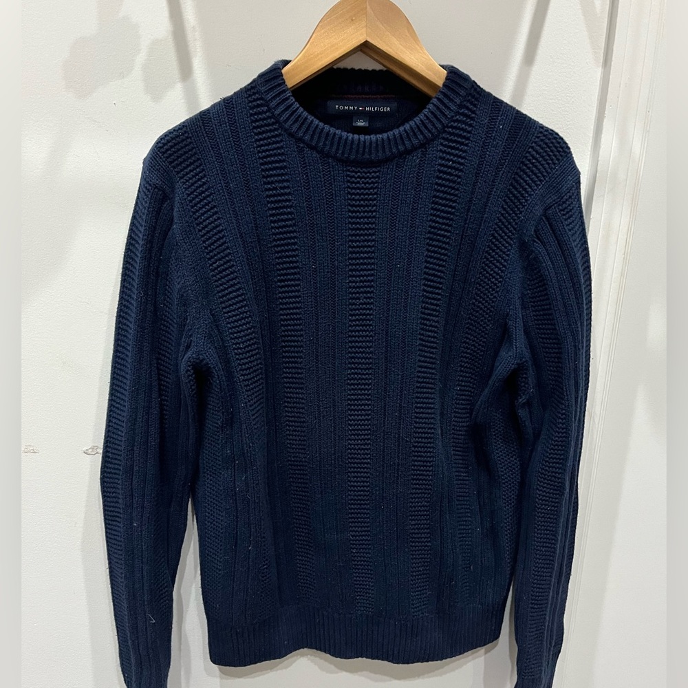 TOMMY HILFIGER Navy Cable-Knit Sweater